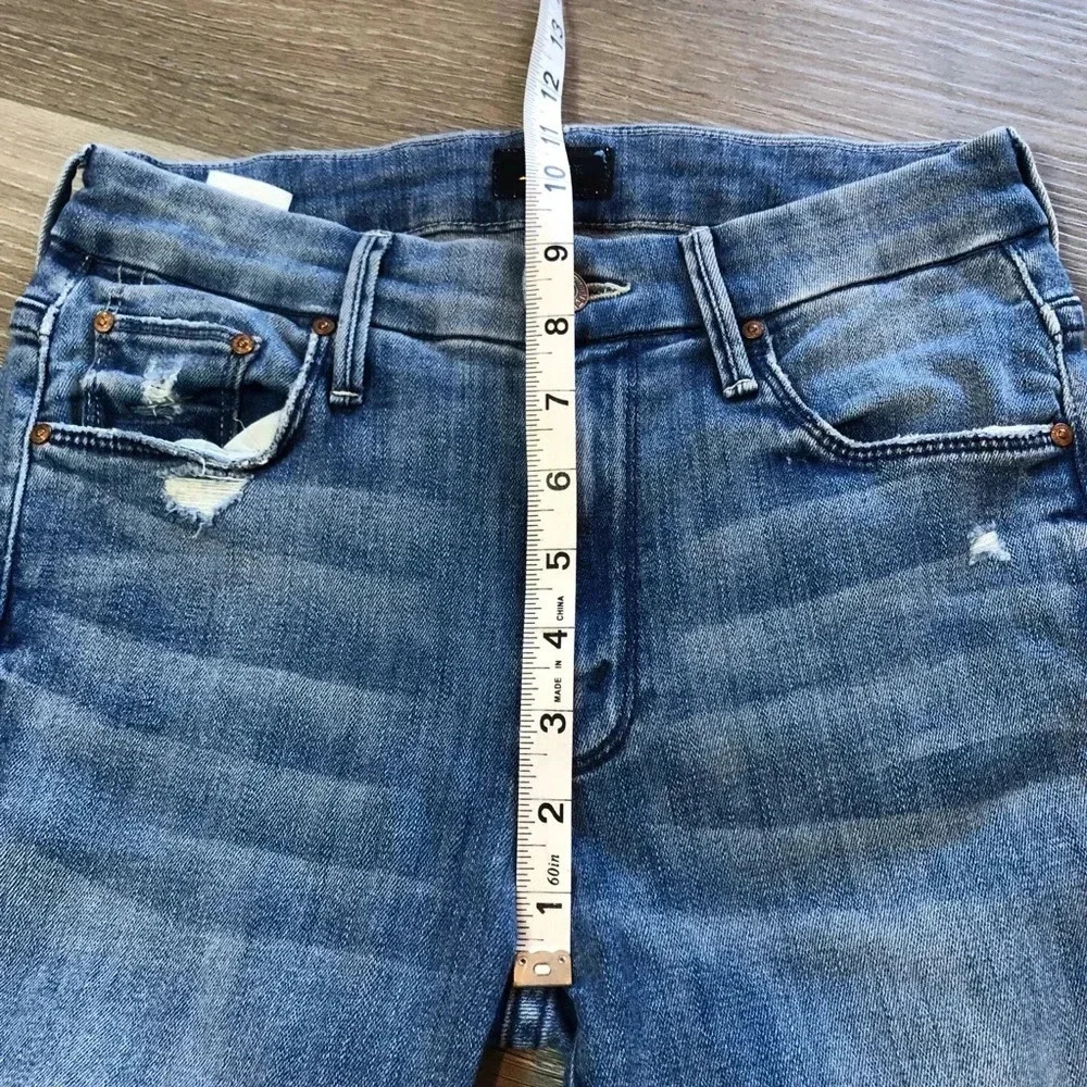 Mother Looker Ankle Step Fray Where’s The Smoke Denim Blue Jeans Women’s Size 25 - Picture 11 of 16